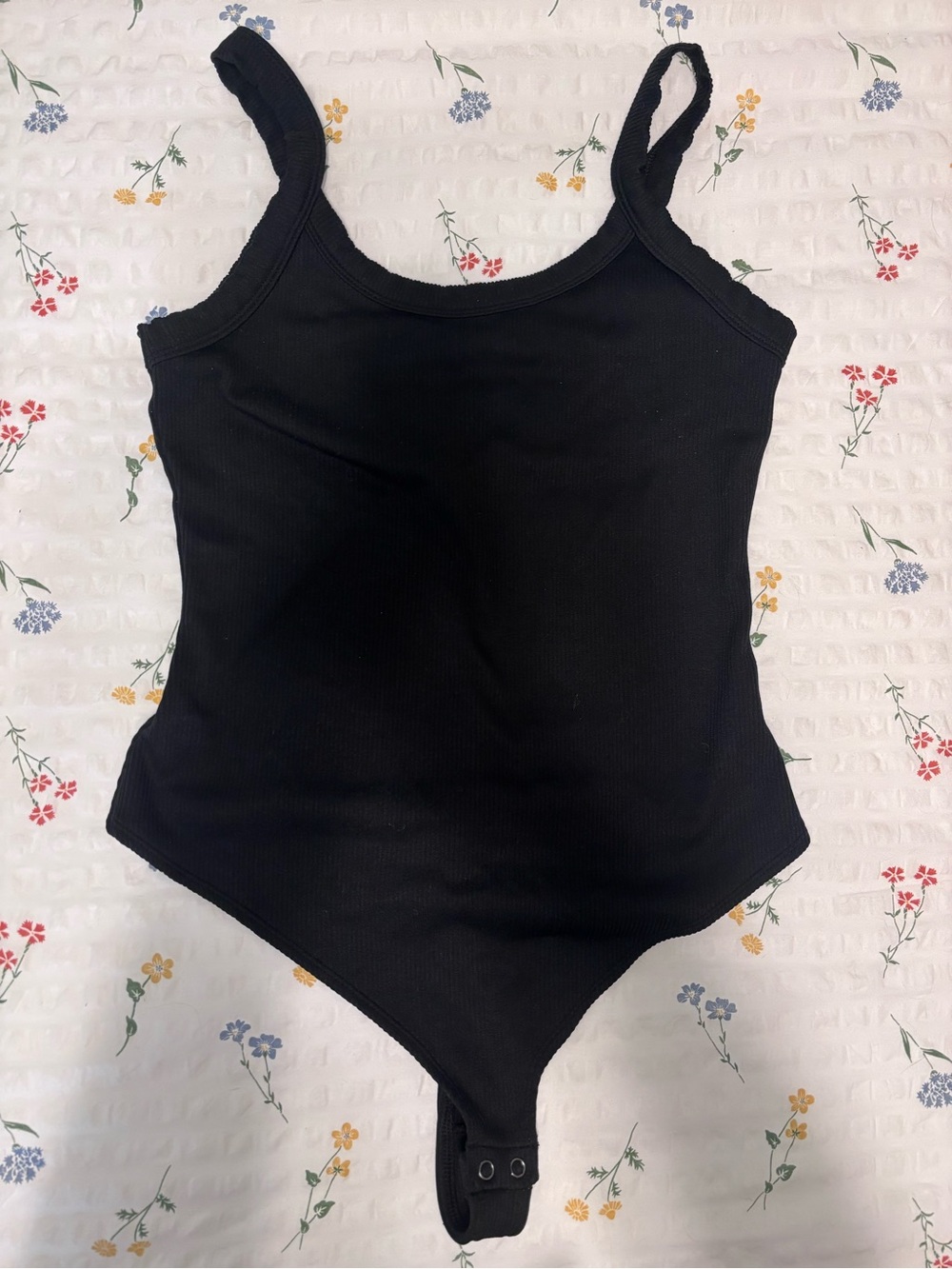 Women’s Black Ribbed One-Piece Wild Favbke Bodysuit- Thong cut Size XL